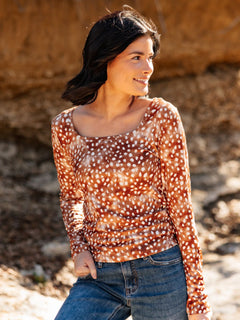 Square Neck Long Sleeve, Deer Print