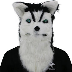 Movable Mouth Fox Mask Halloween Costume Cosplay Party Mouth Mover Wolf Masks Animal Panda Husky Orangutan Artificial Fur Mask