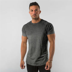 Cotton Plain Tops Tees Fitness Mens