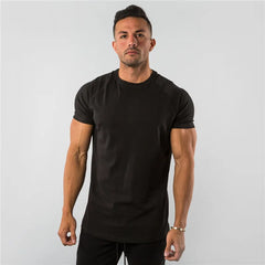 Cotton Plain Tops Tees Fitness Mens