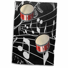 3dRose Florene Music - Red Drums On Music Notes - Towels (twl-38199)