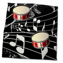 3dRose Florene Music - Red Drums On Music Notes - Towels (twl-38199)