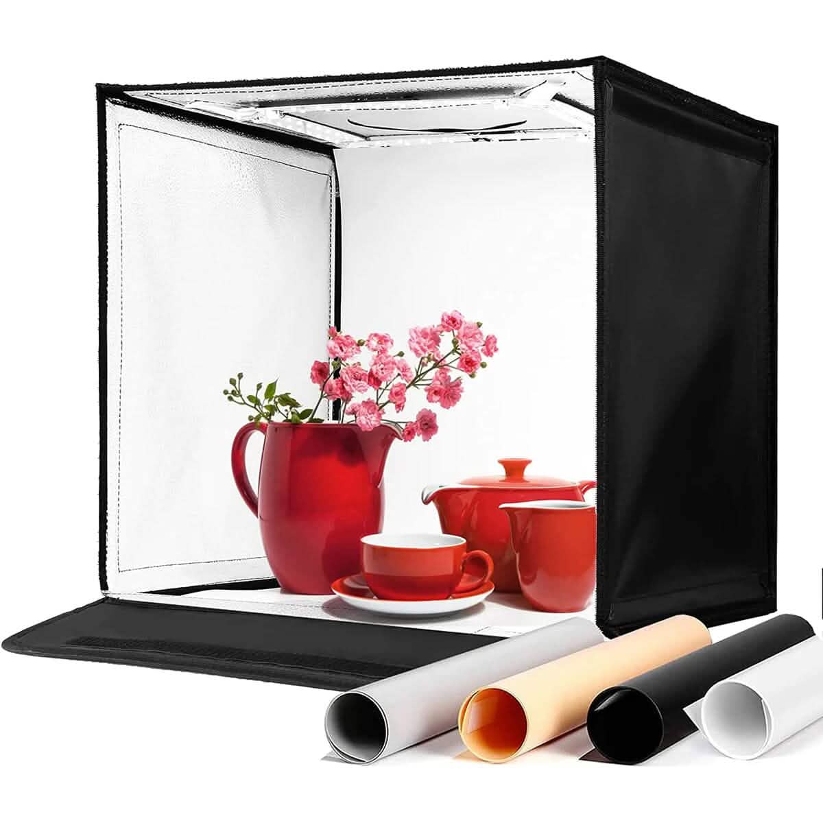 AMZDEAL Folding Photo Light Box 16x16 inch with 4 Backdrops for Photoshoot