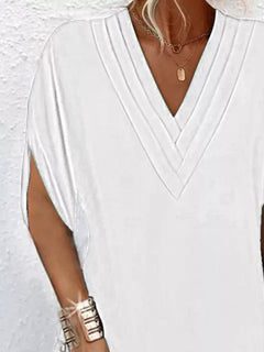 Full Size V-Neck Slit Sleeve Mini Dress Plus Size
