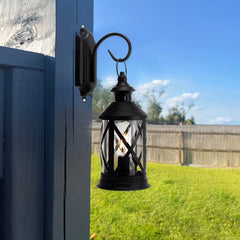 10''Tall Battery Powered Metal Lamp with Hook (Black)