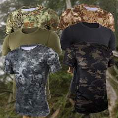 Slim-fit Casual Crew-neck Python-pattern T-shirt For Men