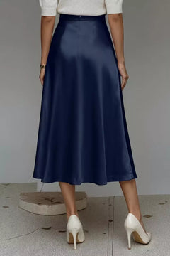 Satin A-Line Midi Skirt