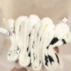 Cute Cow Mink Velvet Socks - Women's Winter Boot Socks