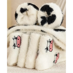 Cute Cow Mink Velvet Socks - Women's Winter Boot Socks