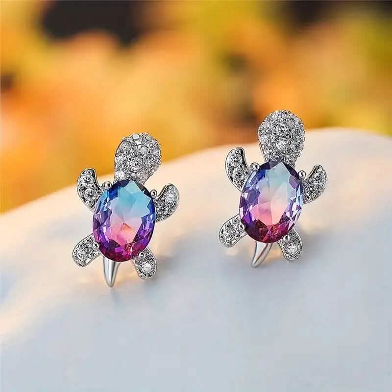 Cute Zirconia Turtle Ear Stud Earrings