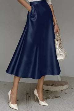 Satin A-Line Midi Skirt