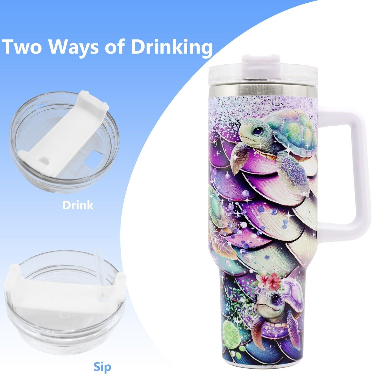 1pc 40oz Water Bottles,5D Little Turtle Series Tumbler,Large Capacity Stainless Steel Tumbler Insulation Cup With Lid And Straw For Women,Camping,Driving,skiing,Thermocoolers.Best Gift