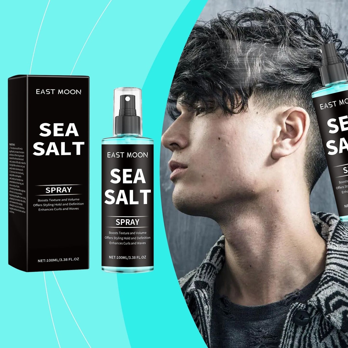East Moon Sea Salt Curling Spray Long Lasting Styling Elastic Hair Conditioner Hair Spray for Lazy and Refreshing Hair Spray