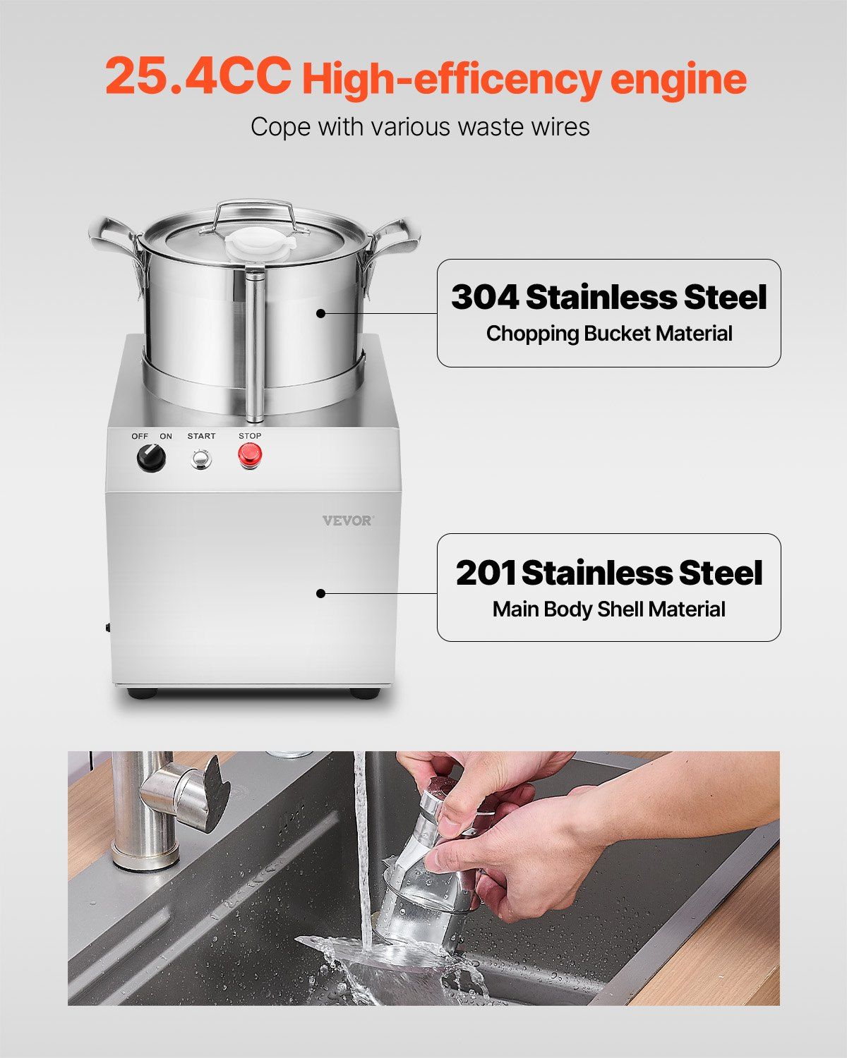 Food Processor Vegetable Chopper 4.3 Quart F ood-G rade Stainless Steel Blender