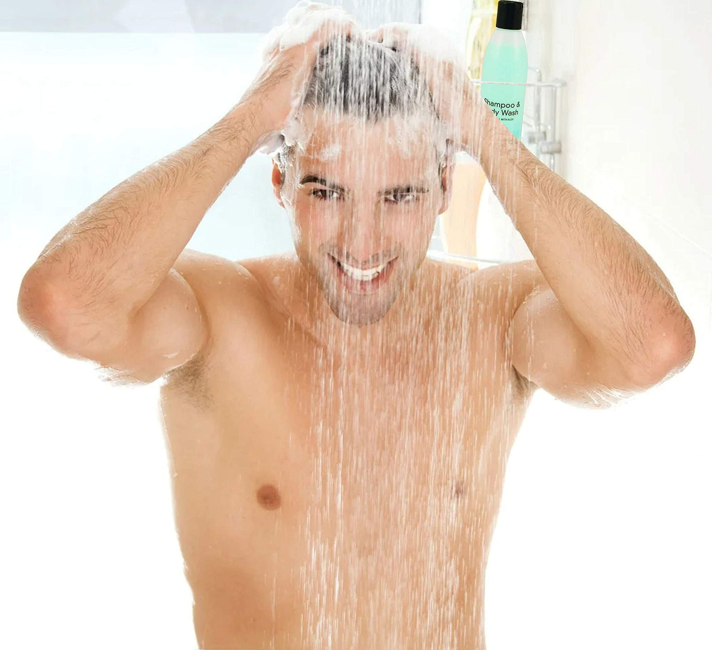 Skin and Hair Cleanser 8 oz. Case of 48 Shampoo & Body Wash with Lanolin, Aloe Vera and collagen. Skin care solution for showers or baths. Natural conditioners & Pleasant Summer Rain Scent.