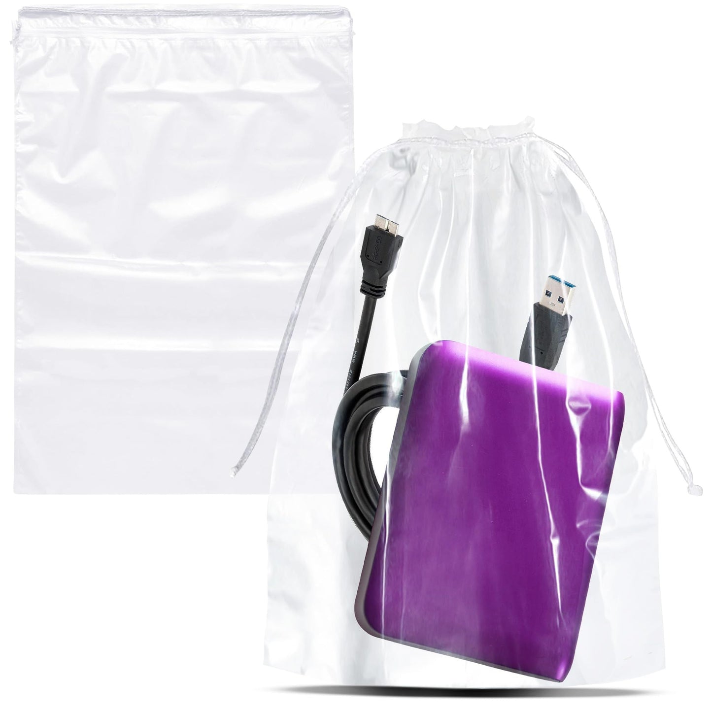 Clear Drawstring Bag, 5 x 8 Inches. Pack of 1000 Clear Plastic Drawstring Bags. 2 Mil Drawstring Clear Plastic Bags. Waterproof Clear Plastic Bags Drawstring for Cosmetics, Toiletries