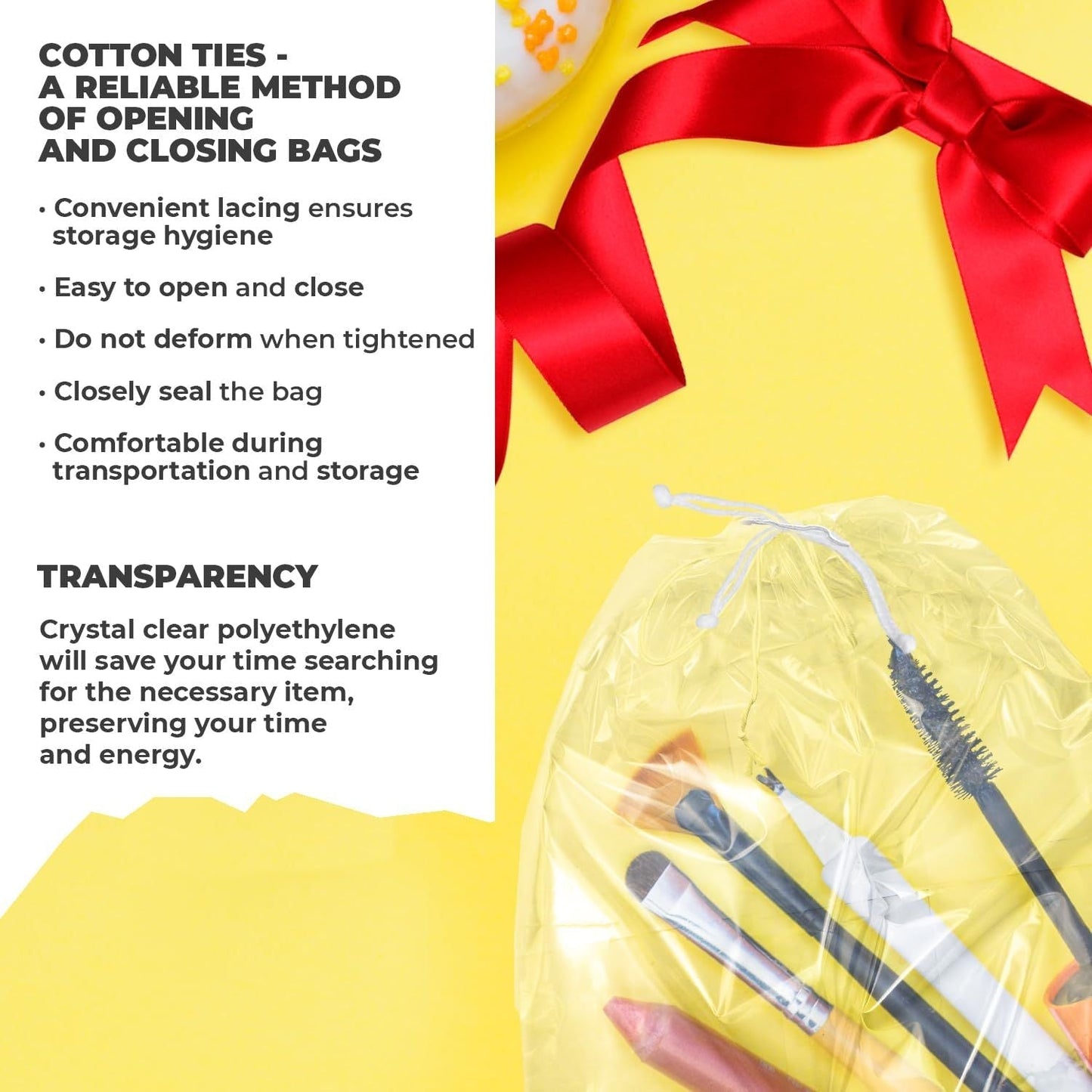 Clear Drawstring Bag, 4 x 6 Inches. Pack of 2000 Clear Plastic Drawstring Bags. 2 Mil Drawstring Clear Plastic Bags. Waterproof Clear Plastic Bags Drawstring for Cosmetics, Toiletries