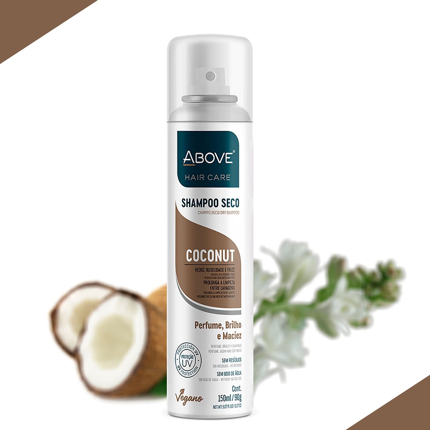 ABOVE Coconut - Dry Shampoo - Absorbs Excess Oil Between Washes - Gives Softness and Shine to Your Strands - Does Not Leave Residue - Prevents Bad Odors with Floral and Vanilla Notes - 3.17 oz
