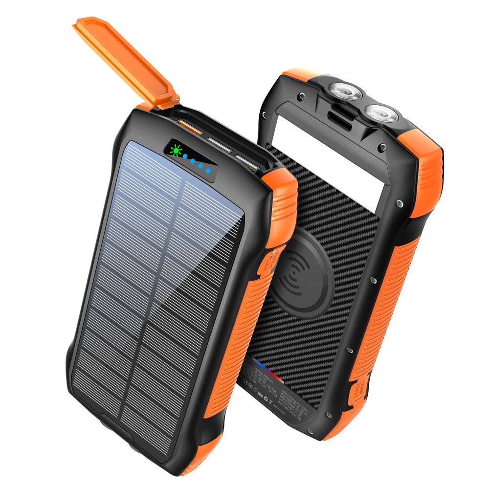 Portable Charger, Solar Power Bank 33500mAh Fast Charging, Solar Battery Pack with Waterproof 6W Bright Flashlight for iPhone S amsung Tablet