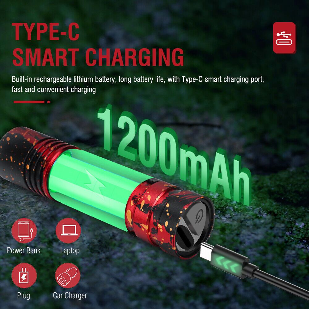 Mini Pocket LED Flashlight Clip On Rechargeable Torch Light Lamp Camping Hiking