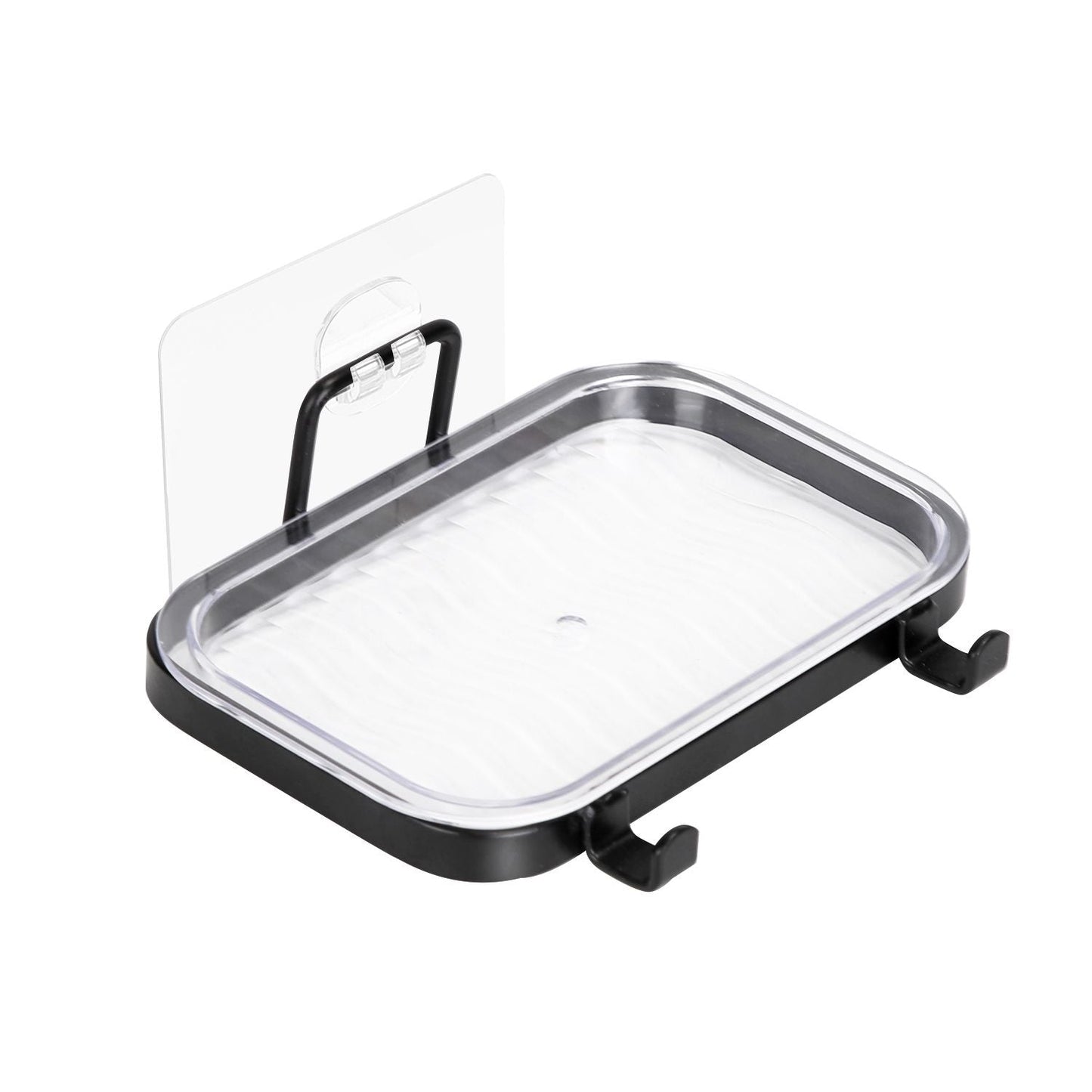 Soap Dish Soap Bar Holder Square Soap Rack Wall Mounted S Bar Shower Bathroom Self with 2 Hooks