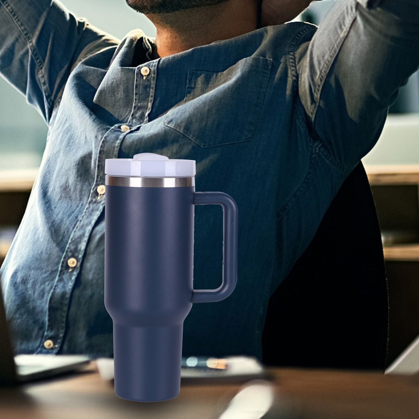 40oz V2 large capacity tumbler,  With Handle And Straw Lid, Insulated Reusable Stainless Steel Water Bottles Travel Mug Coffee Cup car cup water cup For Men Women Outdoor Camping Driving, gift