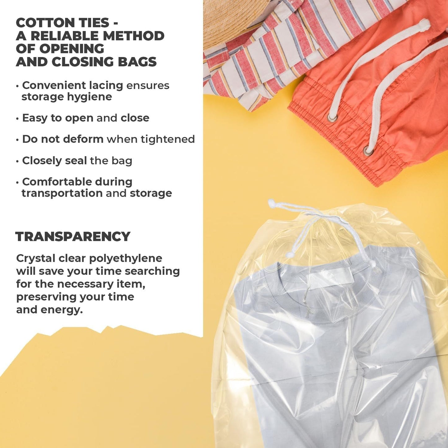 Clear Drawstring Bag, 6 x 10 Inches. Pack of 50 Clear Plastic Drawstring Bags. 2 Mil Drawstring Clear Plastic Bags. Waterproof Clear Plastic Bags Drawstring for Cosmetics, Toiletries