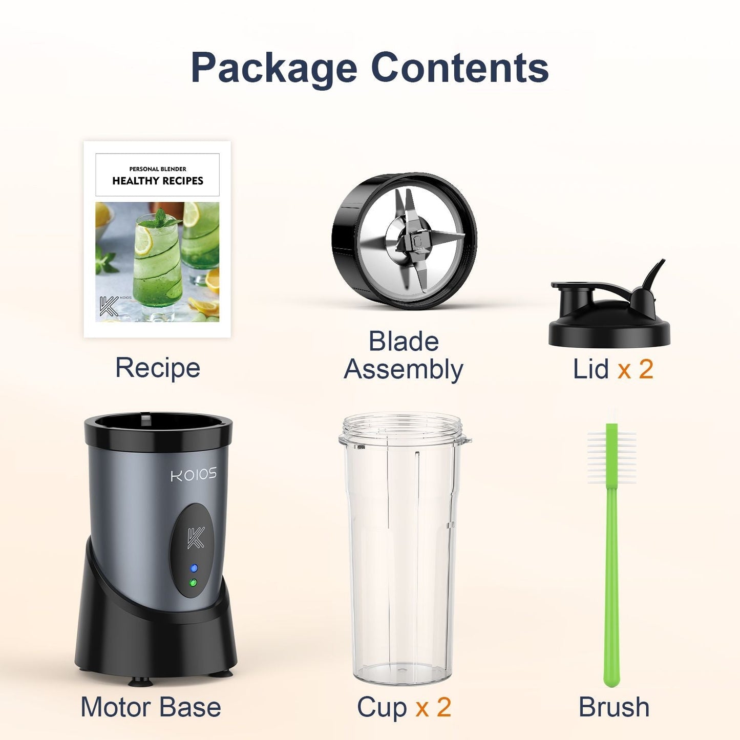 KOIOS 900W Smoothie Blender, Personal Blender for Shakes and Smoothies with 2 No-BPA 22 oz Portable Blender Bottles and To-Go Lids, Single Serve Mixer Blender for Juices Baby Food, Nutritious Recipe