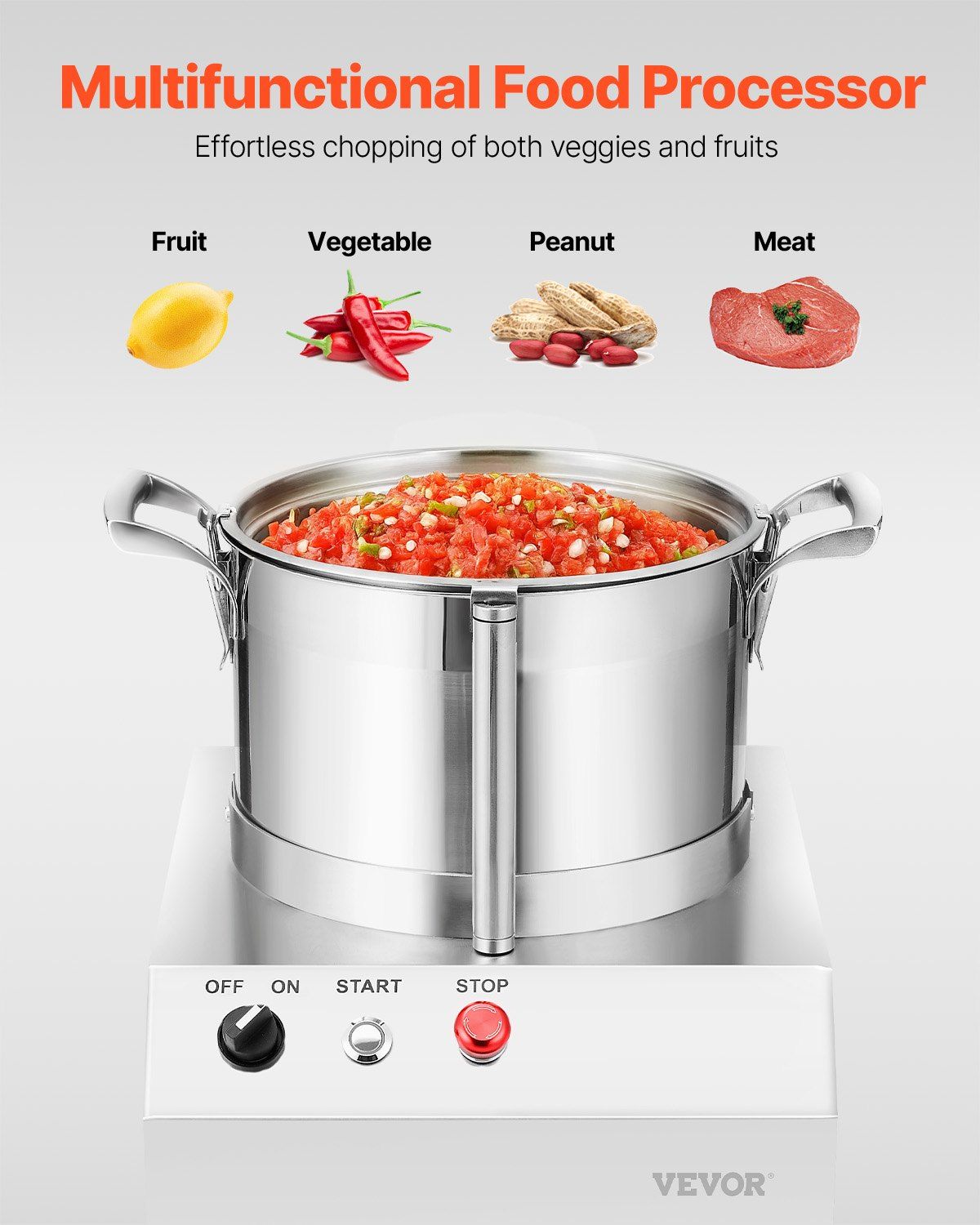 Food Processor Vegetable Chopper 4.3 Quart F ood-G rade Stainless Steel Blender