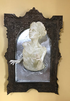 Ghost in the Mirror Wall Plaque,  Large Version, Resin |Victorian Gothic Haunted Wall Art |Gift for Halloween and Spooky Home Decor
