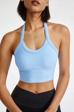 Halter Neck Active Cami in Light Blue