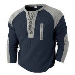 Mens Color-Block Long-Sleeve Sports Sweatshirt