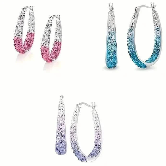 Elegant Dual Tone Gradient Glitter Hoop Earrings