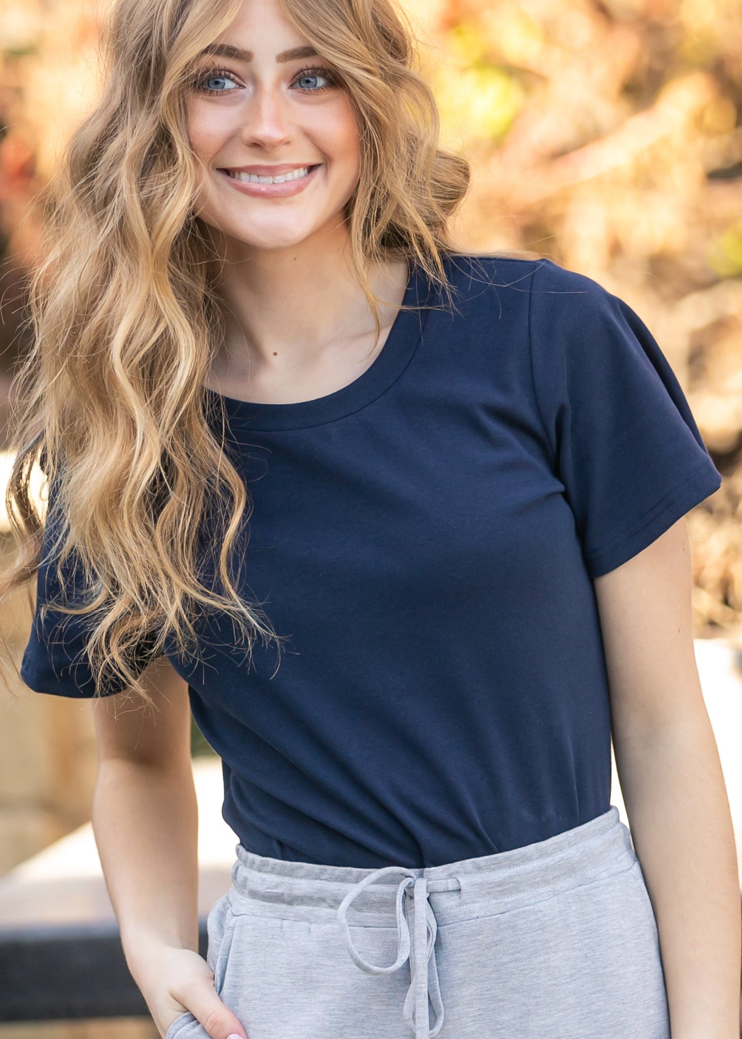 Essential Navy Flutter Sleeve Top
