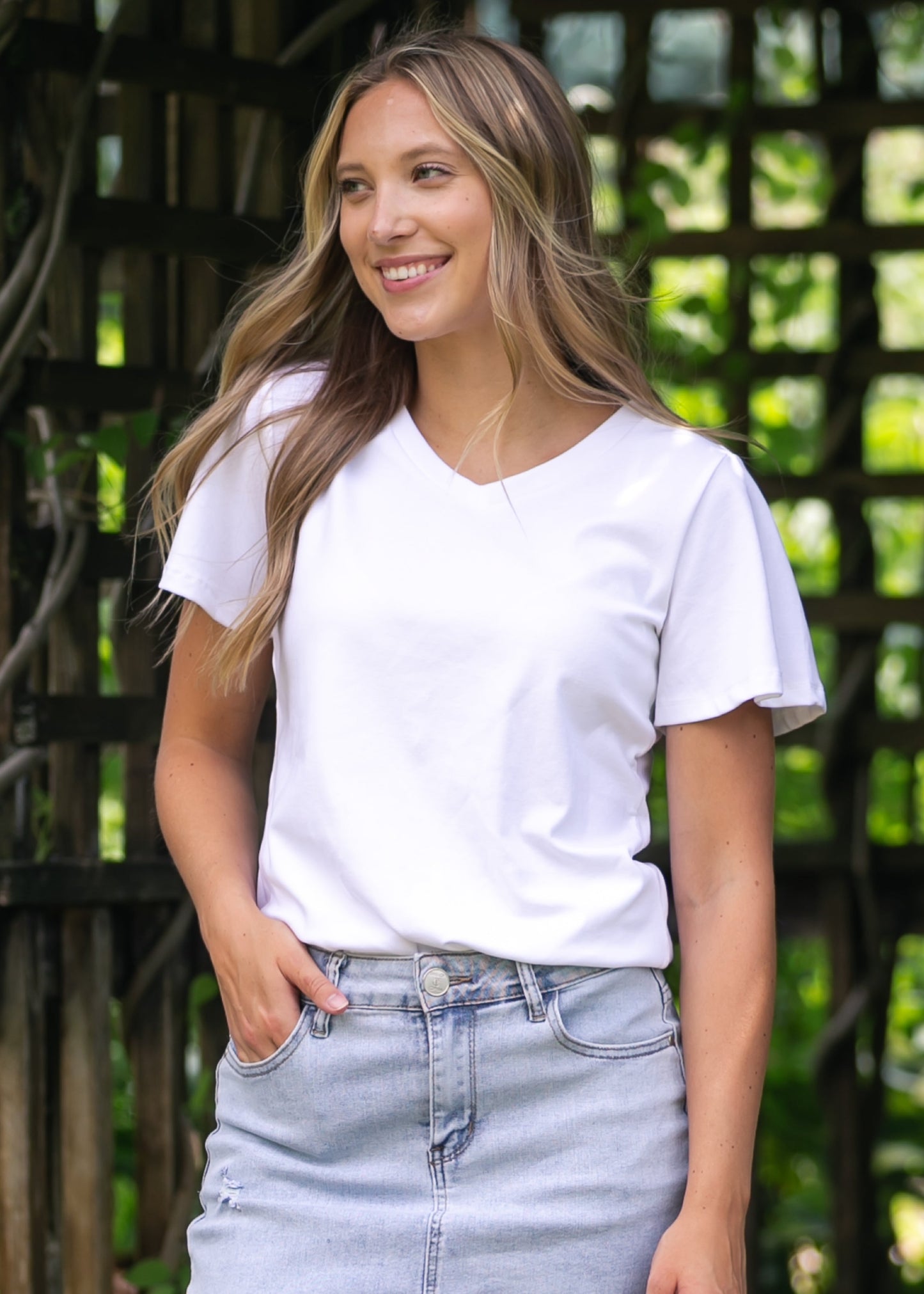 Essential V-neck Flutter Sleeve Top - FINAL SALE