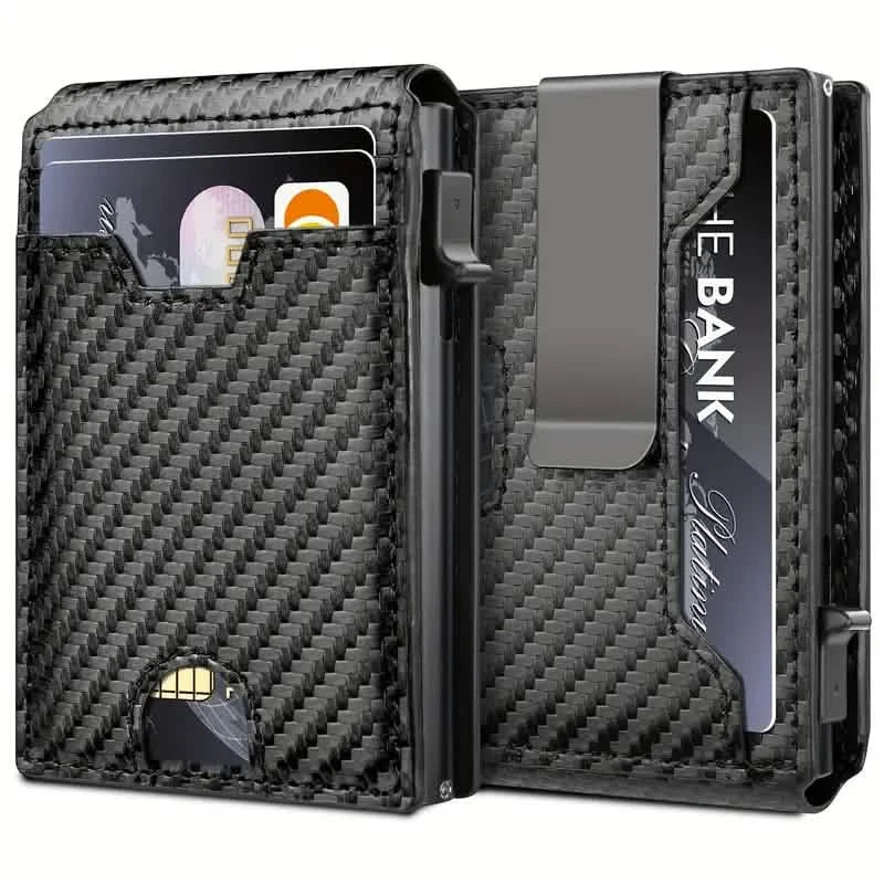 Minimalist Carbon Fiber Wallet for Men – Slim Bifold with Money Clip & RFID Protection