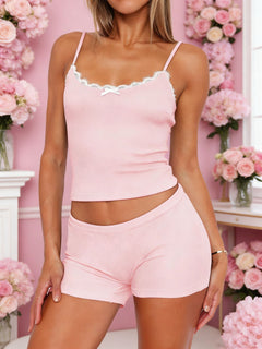 Contrast Trim Cami and Shorts Set
