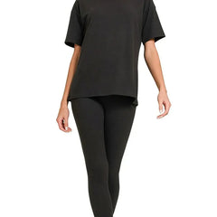 Brushed Microfiber Loungewear Set — Black