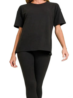 Brushed Microfiber Loungewear Set — Black