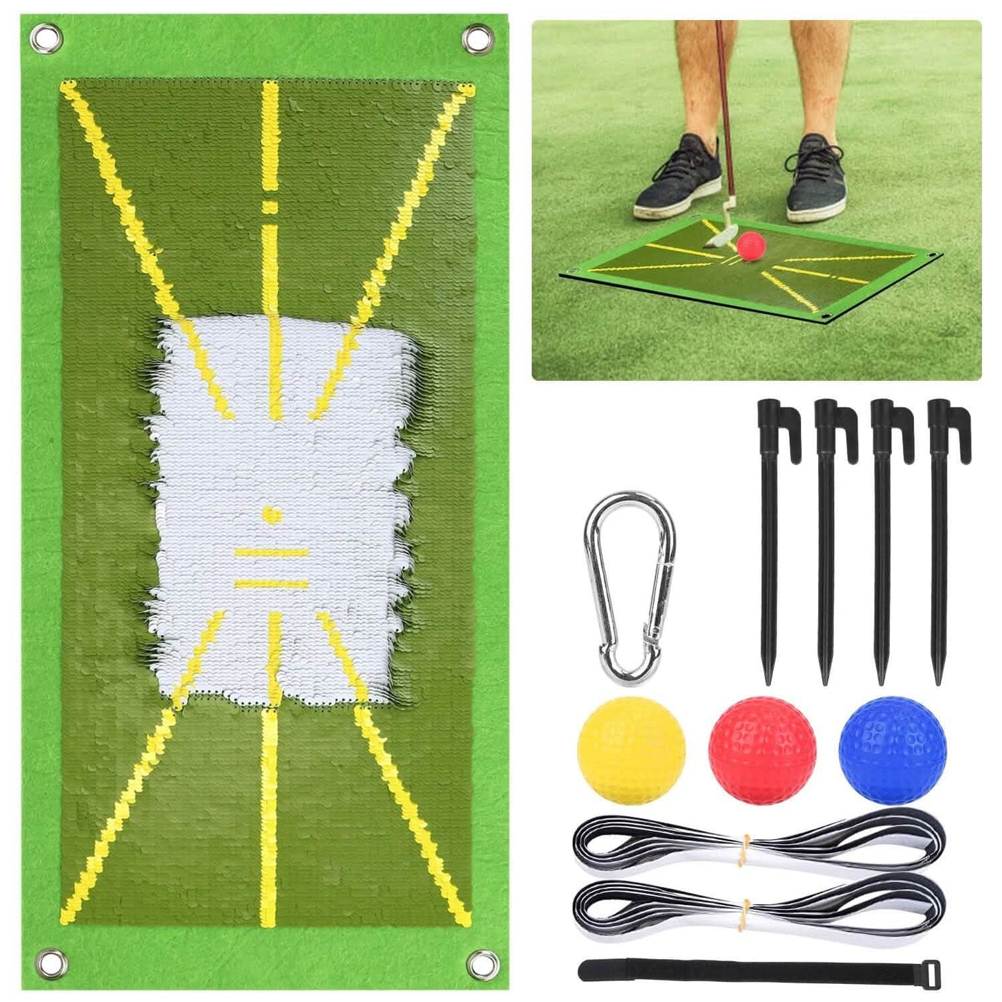 Golf Training Mat for Swing Detection Batting Path Feedback