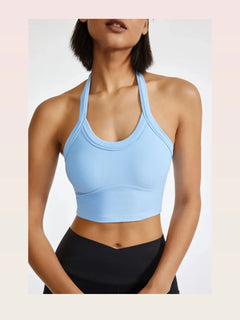 Halter Neck Active Cami in Light Blue