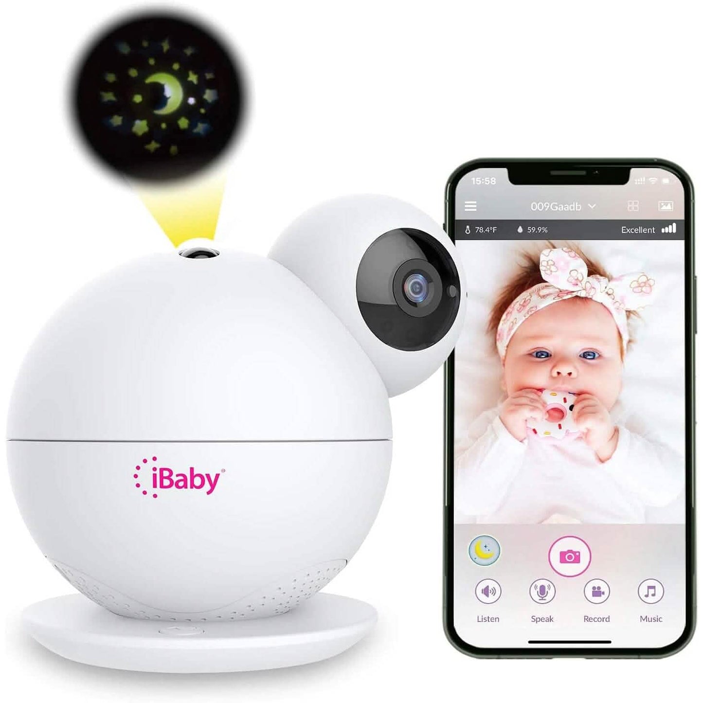 iBaby M8 2K Smart Baby Monitor, 355° Pan 110° Tilt and 2-Way Talk  (Refurbished)