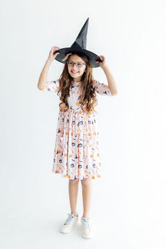 Hey Boo 3/4 Sleeve Pocket Twirl Dress