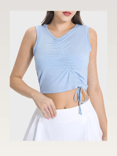 Drawstring Ruched Wide Strap Active Tank