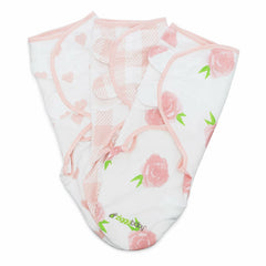 Ziggy Baby Swaddle Blanket Adjustable Wrap 3Pack Pink Peony Heart Plaid Size S/M