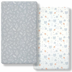 FHMJYH 2PC Super Soft Stretch Knit Crib Sheet Set Microfiber 52x28 Brown Beige
