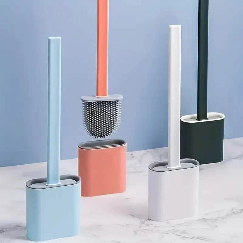 Silicone Toilet Brush with Long Holder Set