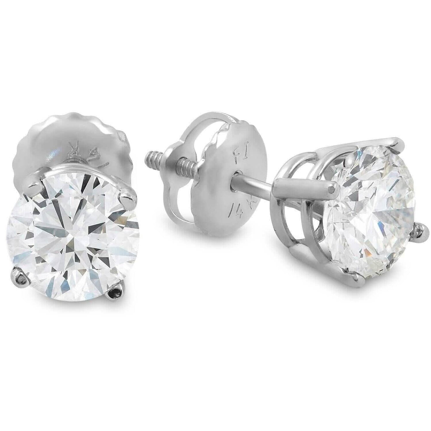Single 0.40CT Real Genuine Diamond Stud Earring 14k Solid Gold Wow