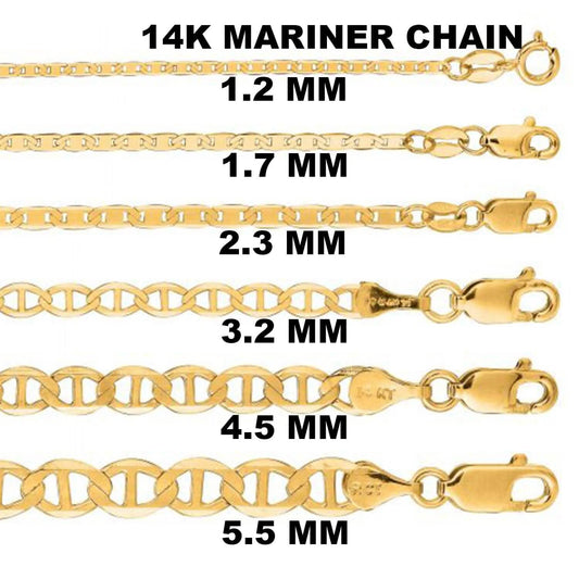 Solid 14K Yellow Gold Mariner Link Chain Necklace