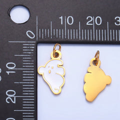 Stainless Steel White Enamel Ghost Halloween Holiday Charm | P1531